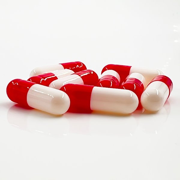 00# Gem Red And White Enteric Coated Capsules