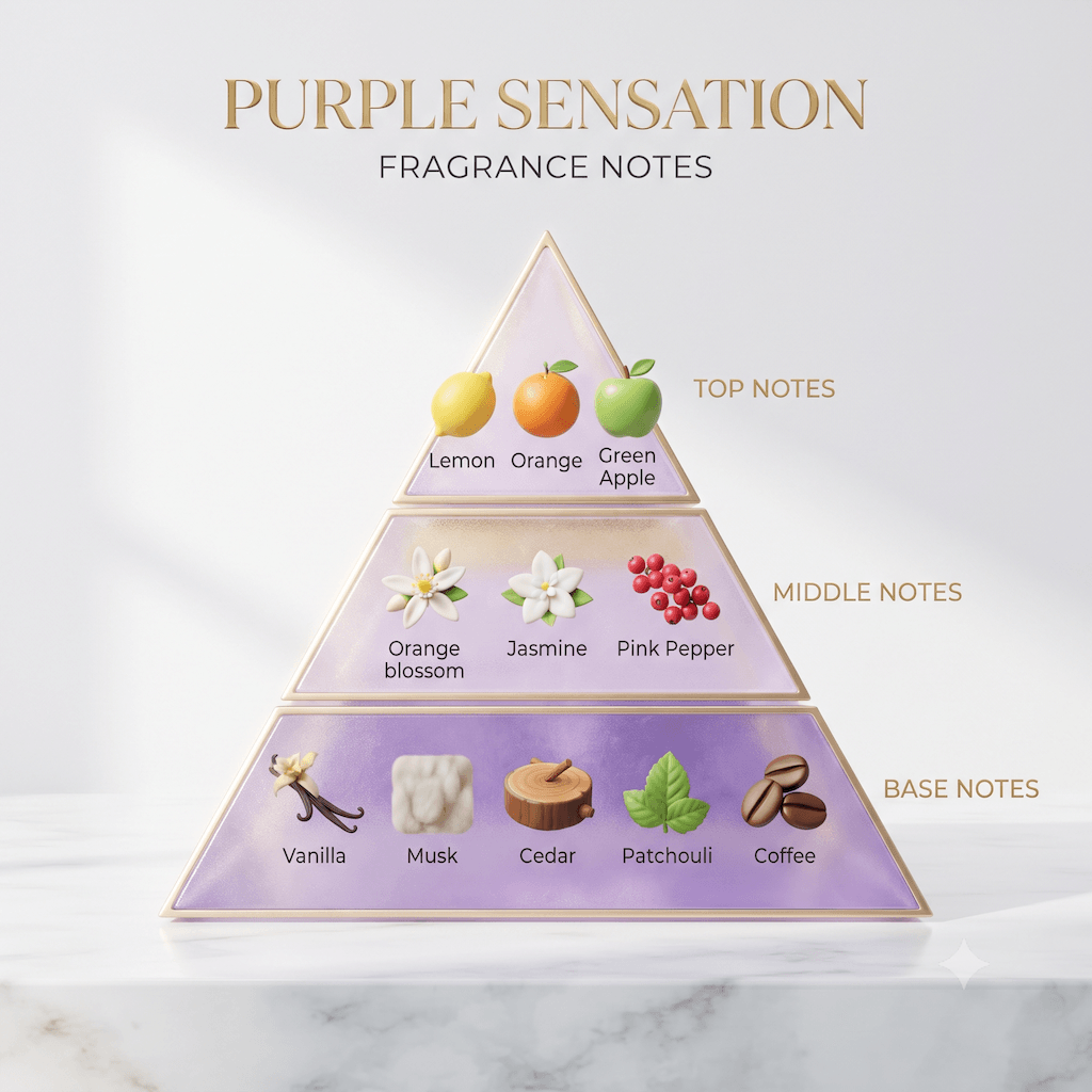 Purple Sensation Luxe Self-Care Gift Set – Body Mist, Lotion, Shower Gel & Loofah